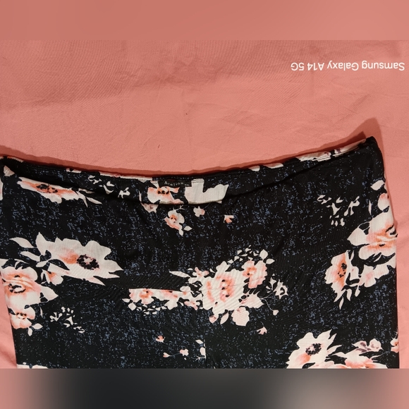 Arolina Wide Leg Floral Casual Pull On Pants XXL Black/peach - Picture 2 of 10